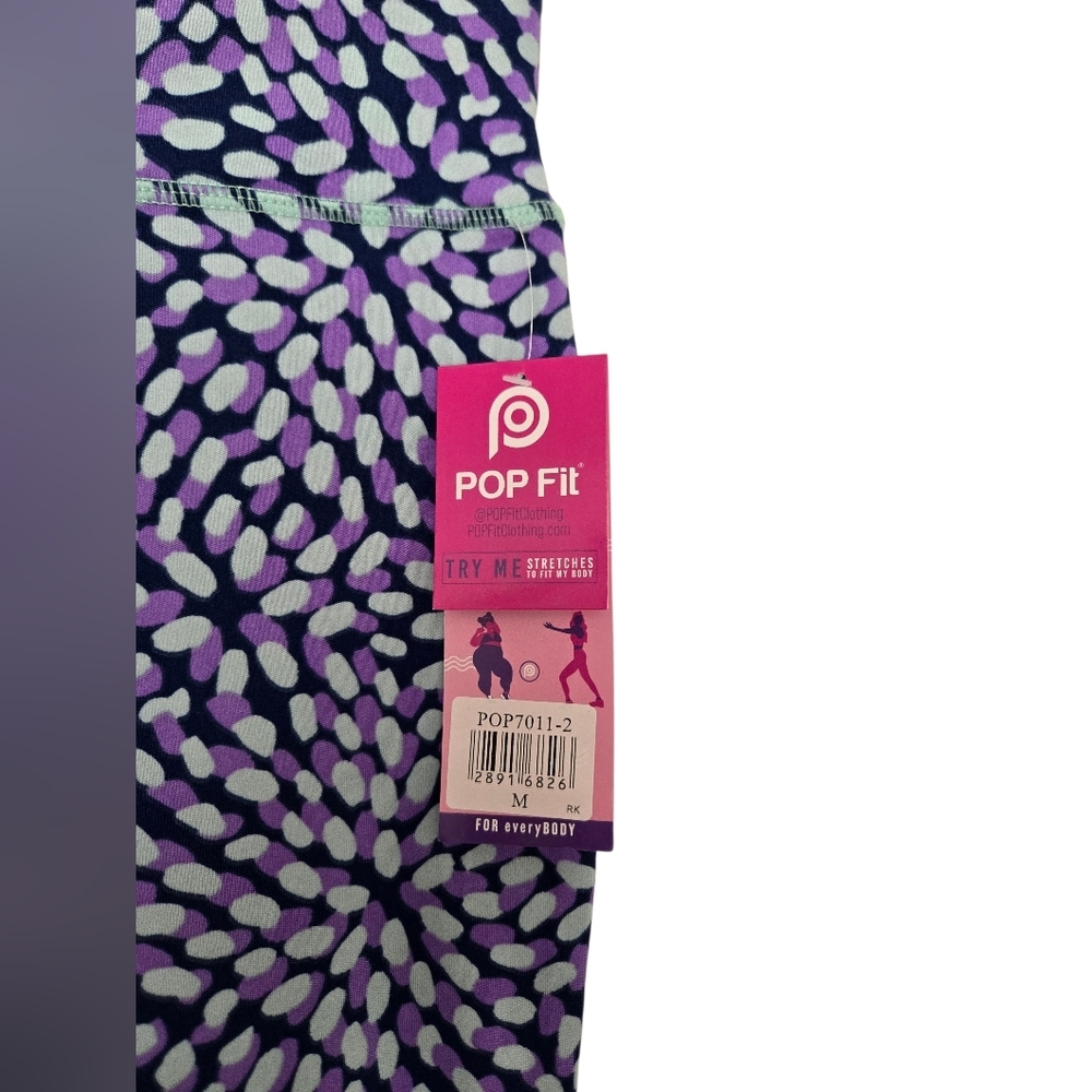 POP Fit Women's Vibrant Purple Crop Top And Leggings Set Size Medium - Picture 4 of 6